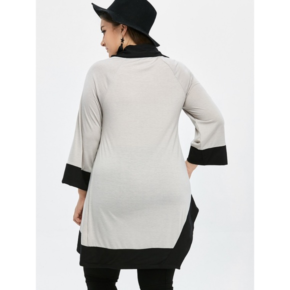 Plus Size Asymmetric Long Sleeve Tunic Top - Picture 4 of 7